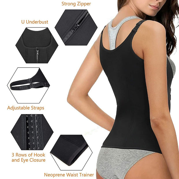 Entrenador de cintura para mujer, corsé con cremallera, chaleco moldeador de cuerpo